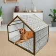 thumbnail image 2 of Grey and White Pet House, Hand Drawn Inflorescence on Tender Spring Tree Branches Striped, Outdoor & Indoor Portable Dog Kennel with Pillow and Cover, 5 Sizes, Grey and White, by Ambesonne, 2 of 4