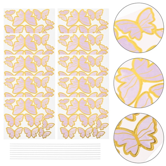 Phenofice Golden Butterfly Cupcake Toppers Paper Decorations for Birthday Party Supplies and Cake Decorating