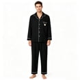 thumbnail image 3 of Kyntgho Men's Two Piece Pajama Set, Long Sleeve Button Front Pajama Shirt with Piping and Straight Pants, 3 of 5