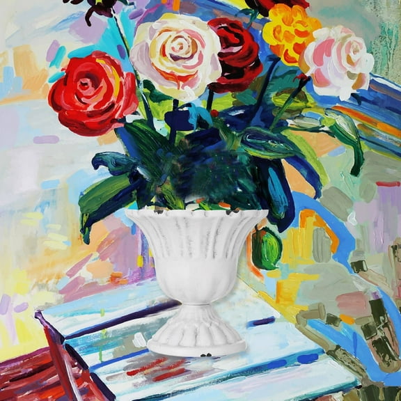 VORCOOL White Half Vase Decorative Piece with Vintage Design for Home Office and Artistic Display