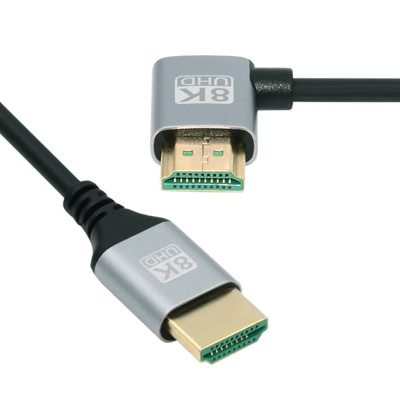 Chenyang 1.0M HDMI 2.1 Ultra Thin HDTV Cable 8K 4K Hyper Super Flexible Slim Cord Right Angled 90 Degree Type-A Male to Male for Computer HDTV