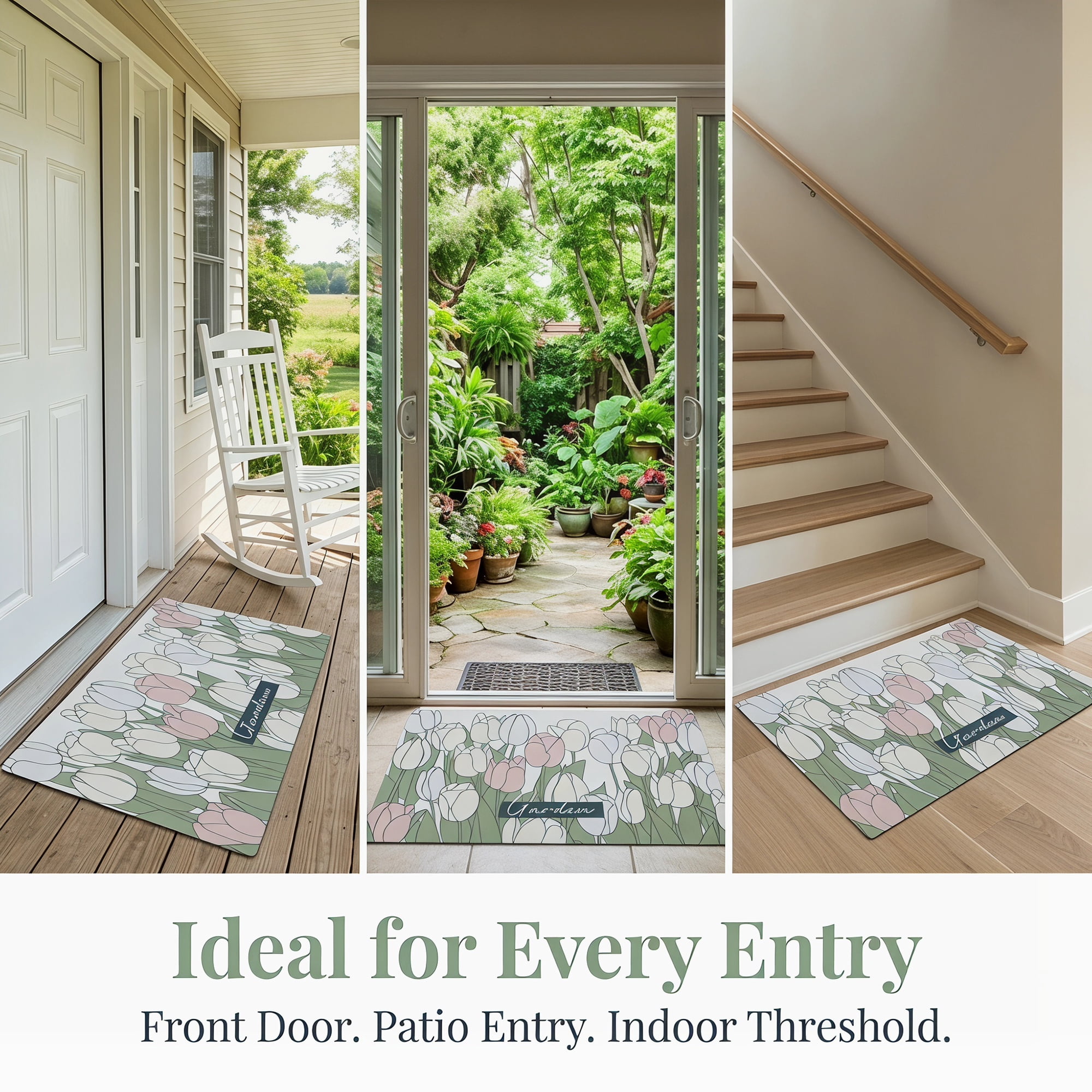 Unique Bargains Boho Doormat Non-Slip Doormat for Outdoor Entrance Light Green 30" x 18"