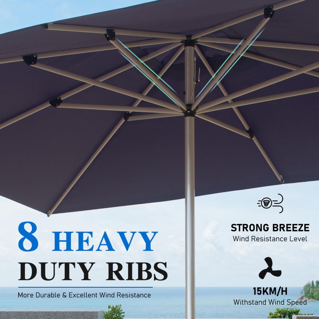 9'X11.5' Adjustment Rectangle Cantilever Umbrella with Push-Button Tilt , Patio Umbrella with Crank Open System, Aluminium Outdoor Umbrella for Backyard, Pool, Navy Blue