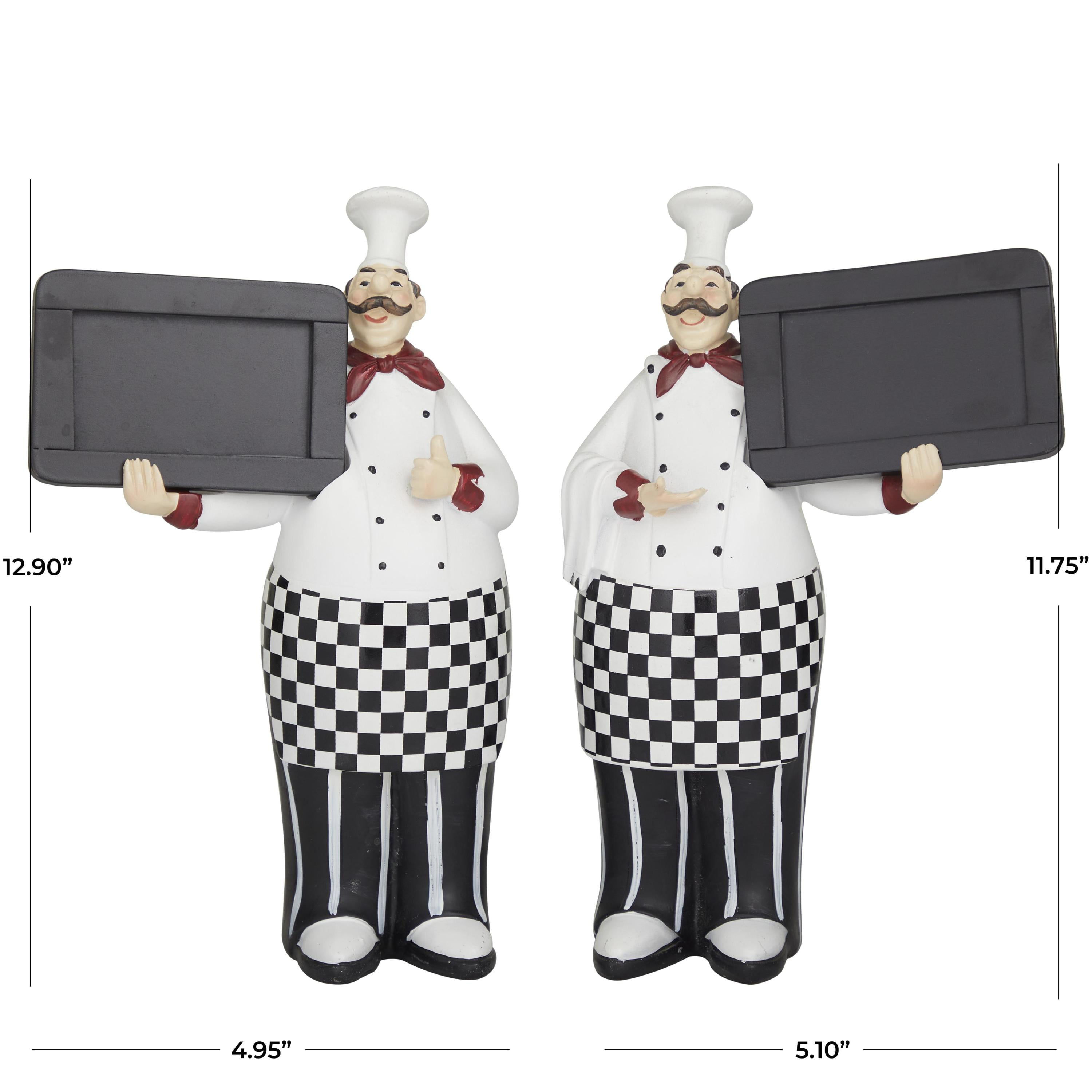DecMode Polystone Traditional Small-Sized Italian Chef Decorative Sign Set with Rectangular Chalkboards 5"W x 12"H, with Black, White and Blue Finish