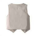 thumbnail image 5 of SRZYMJ Boys Linen Suit 4 Piece Summer Gentleman Outfit Kids Dress Vest Shirt Shorts Set for Beach Wedding Graduation Khaki 5-6 Years, 5 of 5