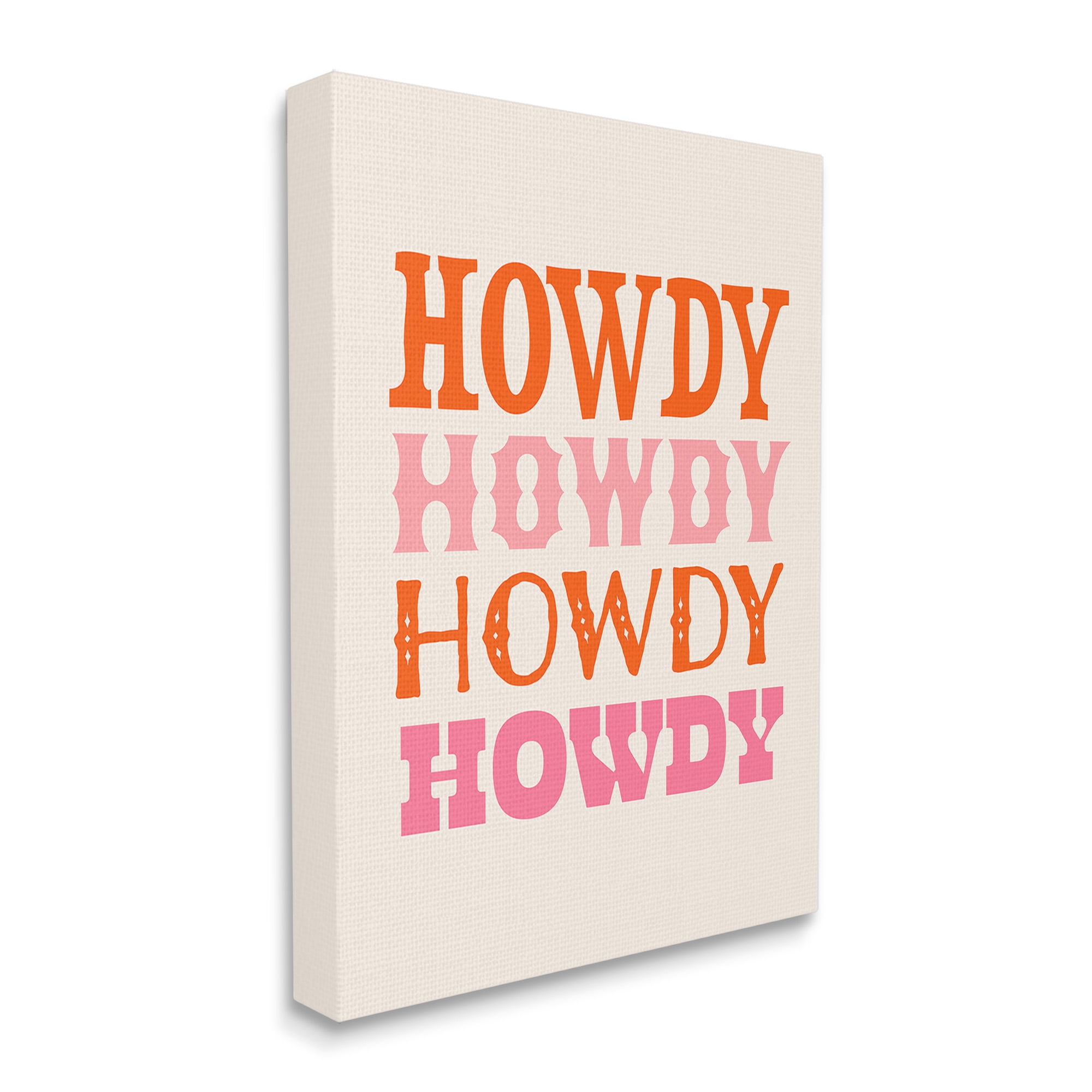 Stupell Industries Howdy Country Typography Typography Painting Gallery Wrapped Canvas Art Print Wall Art, 36 x 48
