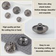 thumbnail image 4 of 25Pcs 5 Styles 1-Hole Retro Zinc Alloy Shank Buttons Hollow Garment Decoration Coffee 15~25x9~12.5mm Hole: 2.2~2.8mm 5pcs/style DIY, 4 of 6