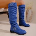 thumbnail image 5 of Willtoo Womens Metal Buckle Slouch Knee High Boots Low Block Heel Tall Boots Casual Western Long Booties for Daily Wear, 5 of 6