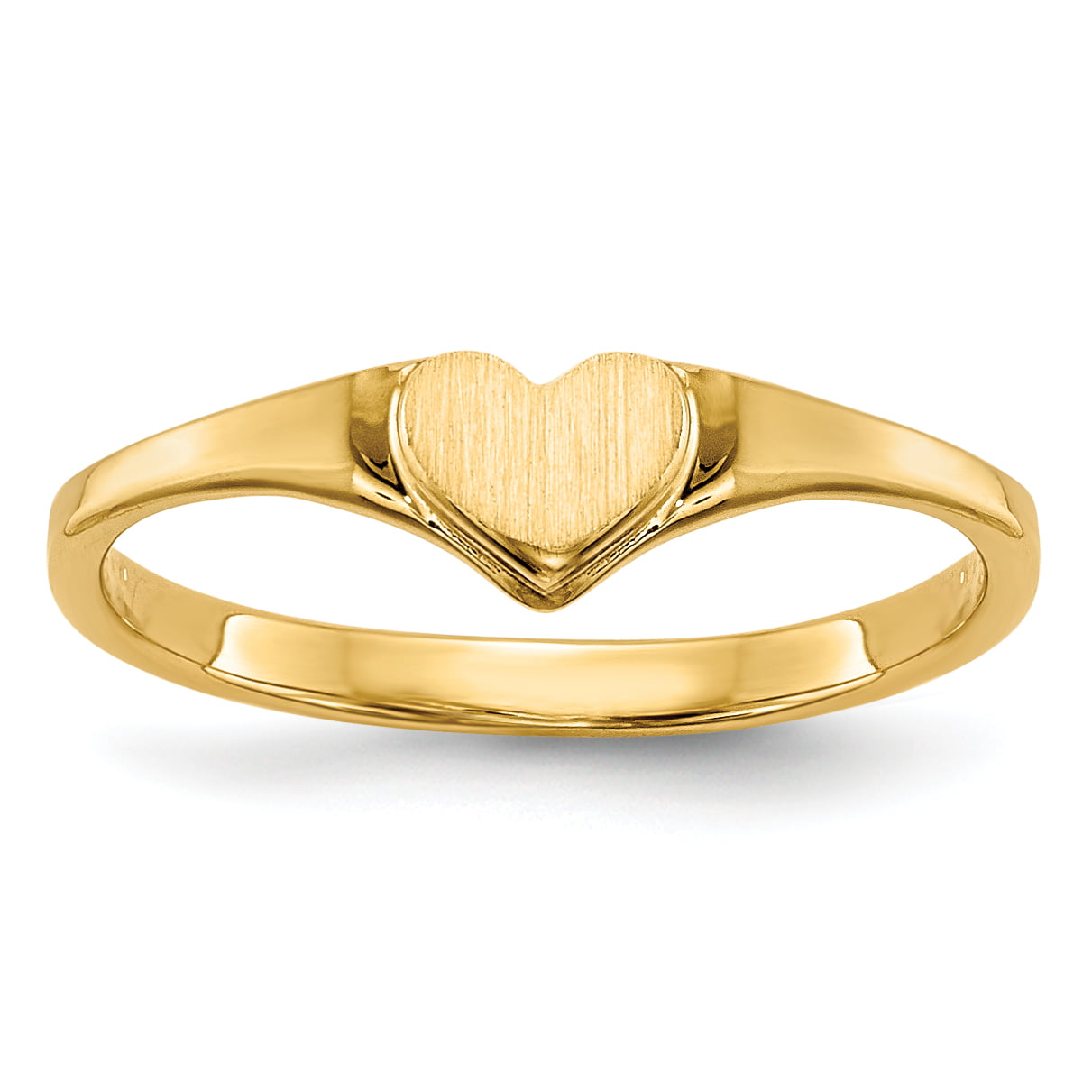 Kid 14k Yellow Real Gold Plain Hearts Children's Baby Girl Boy Ring Band Size 3 