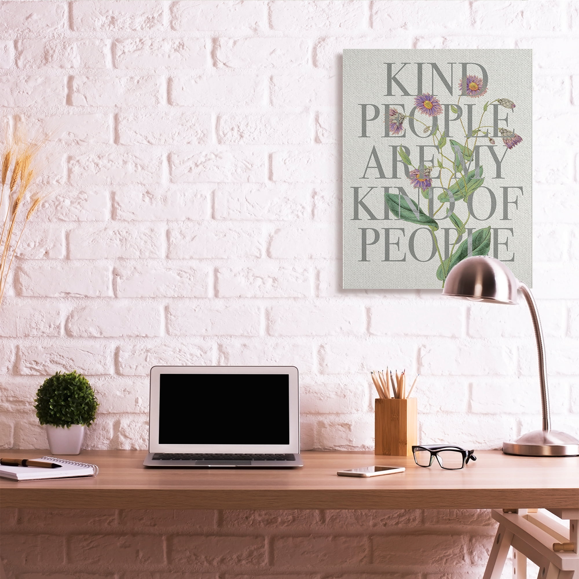 Stupell Industries Kind People Are My People Phrase Purple Wild Flowers Inspirational Painting Gallery Wrapped Canvas Art Print Wall Art, 30 x 40