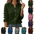 thumbnail image 2 of vigerkar Womens Dressy Button Down Shirts Work Long Sleeve Blouses Casual Lapel Loose Fit Trendy Tops (Green, XXL), 2 of 7