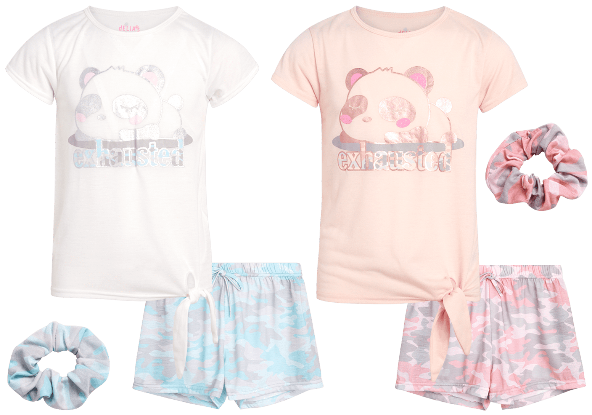dELiA*s Girls' Pajamas Shorts Set 4 Piece Sleepwear TShirt and