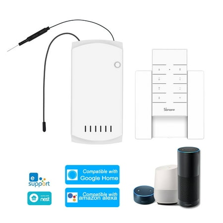 IFan03+RM433+Base Ceiling Fan Controller Smart Switch Controller with RF Remote & Base WiFi Smart Ceiling Fan Light Controller APP Remote Control ON /OFF Control Fan Compatible with Home/Nest (Best App For Calling Over Wifi)