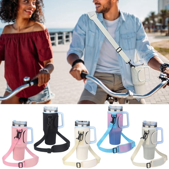 Water Bottle Carry Bag for 30/40oz Tumbler with Handle, Water Bottle Holder with Adjustable Shoulder Strap for Hiking Travelling Camping