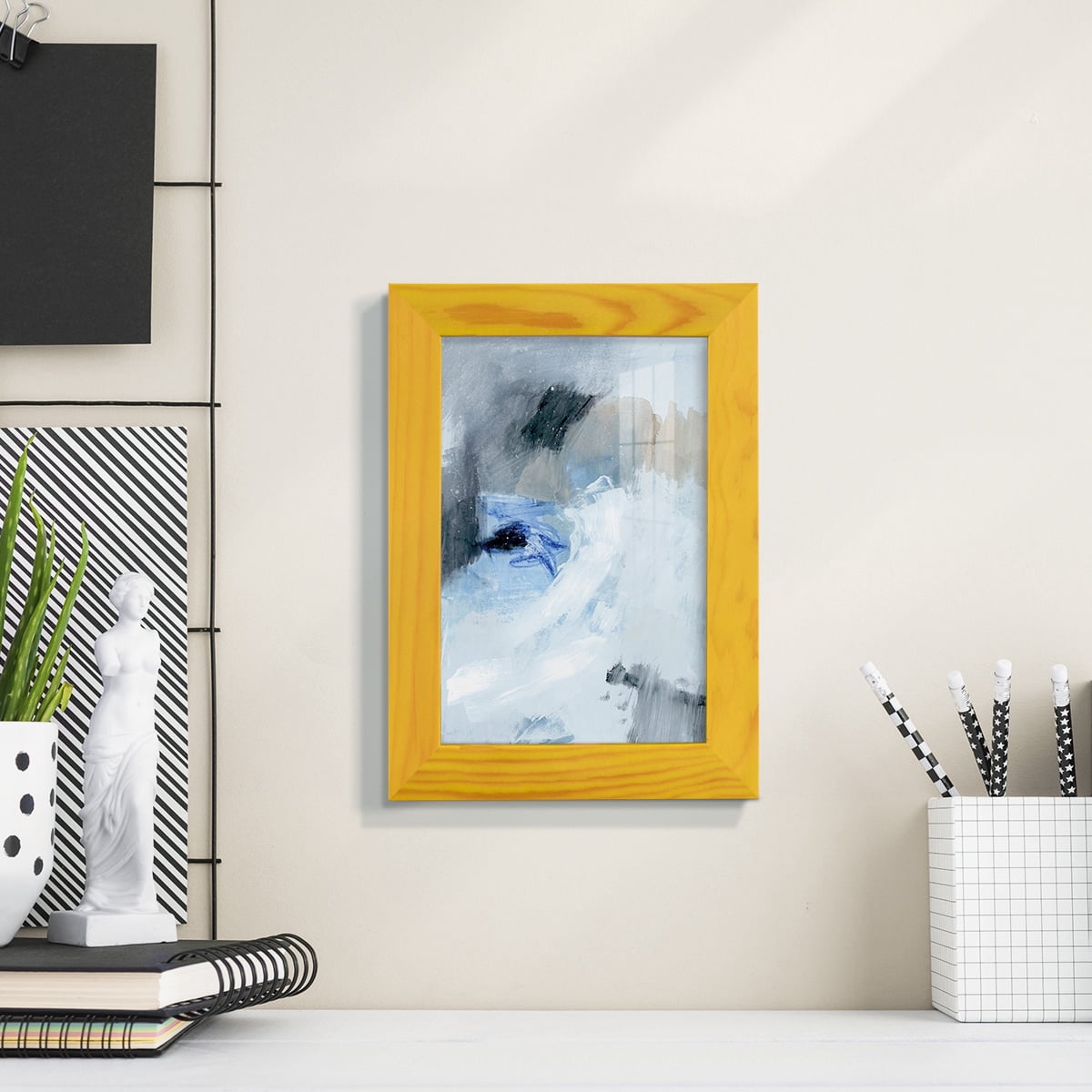 Welle I - Framed Print w/glass - Sunflower Yellow