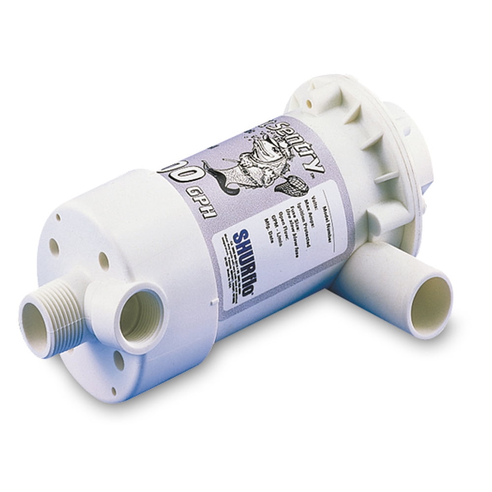 10" White and Blue Shurflo by Pentair BAIT Sentry 800 Magnetic Drive Livewell Pump 800 GPH 12VDC 3/4-Inch