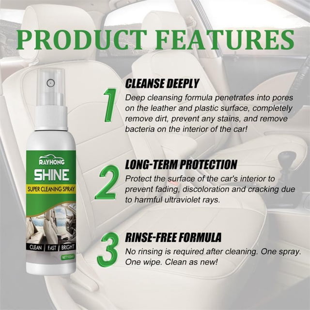 Fade Resistant Automotive Interior Cleaner Uv Protection 1pcs Leather Seat Cleaning Spray Portable Car Interior Cleaner Durable01United States He Qiyong unisex