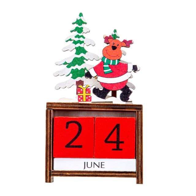 Billuyoard Calendario de Navidad Ciervo de dibujos animados Cuenta regresiva ajustable Resistente al desgaste Inastillable Calendarios Kits de decoración para fiestas Adular