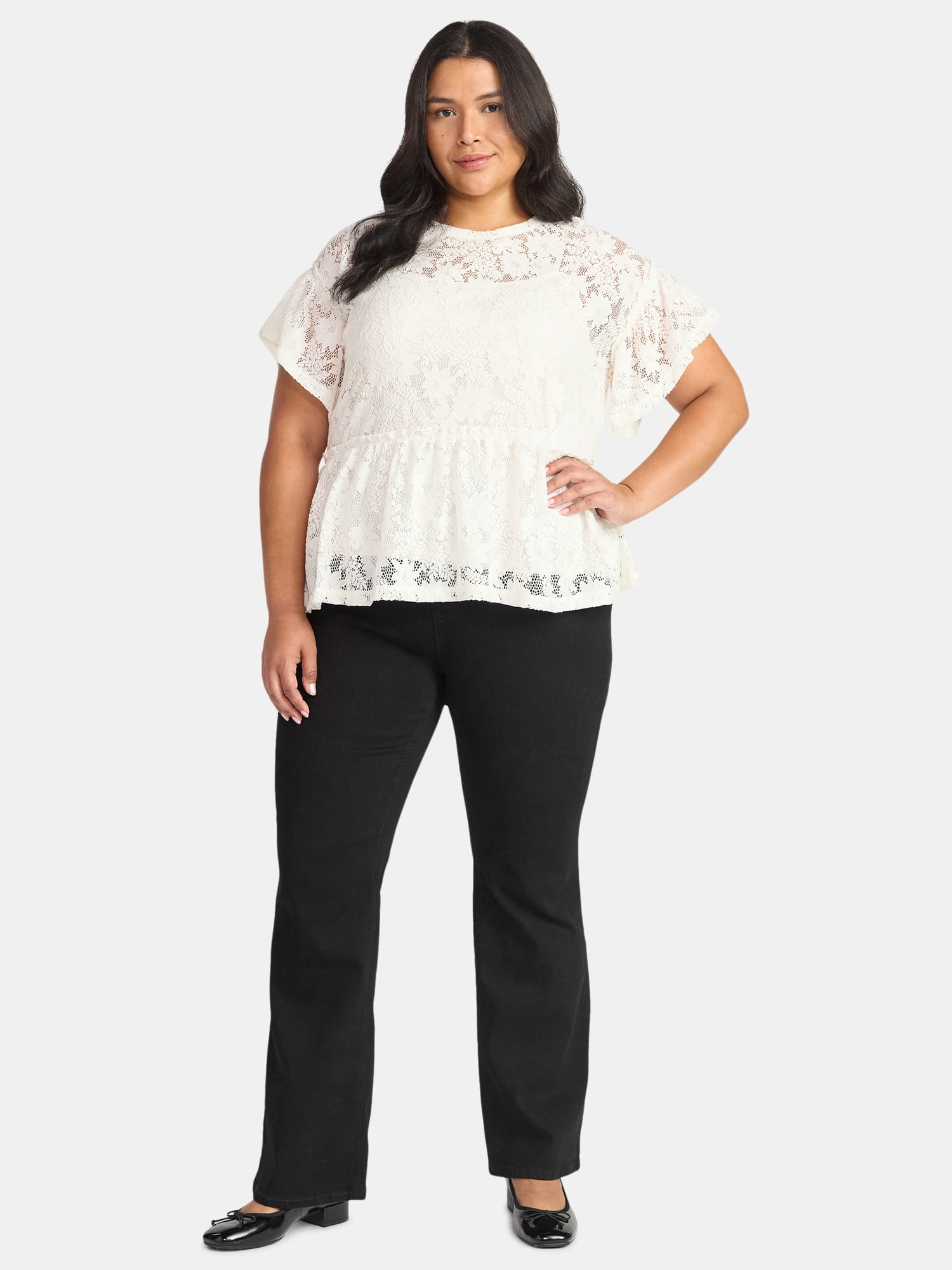 Terra & Sky Women's Plus Lace Peplum Top, Sizes 0X-5X