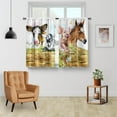 thumbnail image 2 of Country Farmhouse Kitchen Curtains - Cow Horse Pig Farms Short Cafe Small Short Window Curtains Over Sink for Bathroom Living Dining Room Rod Pocket Drapes 24 Inch Length 2 Panel 28"x24", 2 of 5