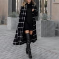 thumbnail image 2 of BUIgtTklOP Women's Casual Hooded Warm Plaid Printed Woolen Coat Jacket, 2 of 6