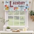 thumbnail image 3 of Laundry Room Valances for Windows, Decorative Rod Pocket Window Valance Curtains, Blue Cartoon Washing Machine Clothes Short Curtain Drapes for Kitchen/Bathroom/Living Room, 2 Panels, 60" W x 18" L, 3 of 8