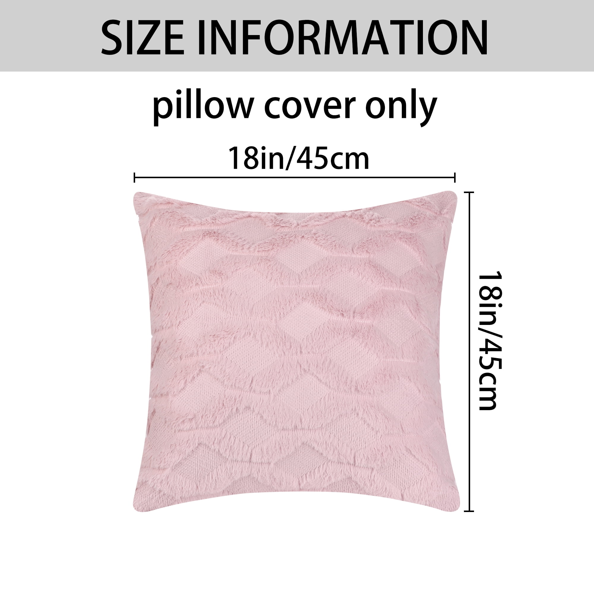 Unique Bargains Soft Plush Throw Pillow Covers Decorative Cushion Covers (2 Count) Pink-1 18" x 18"