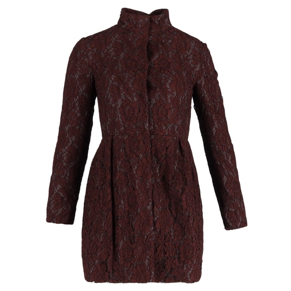 Pre-Owned Valentino Garavani Lace Mini Dress in Burgundy Cotton