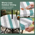 thumbnail image 5 of Round Outdoor Tablecloth with Umbrella Hole and Zipper, Turquoise Striped Tablecloth with Elastic Waterproof, Geometric Vertical Grey Stripes White Patio Table Covers for 45" - 54" Pool Tables, 5 of 9