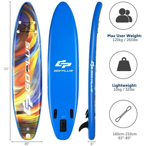 Spaco Inflatable Stand Up Paddle Board with Backpack Aluminum Paddle Pump-L, Performance Fish Soft Top Surfboard for Kids and Adult