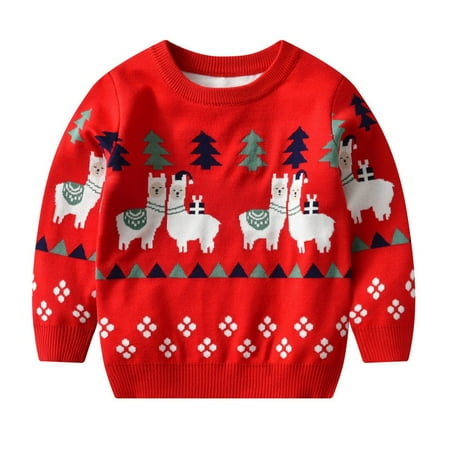 

2-7T Kid Girl Boy Christmas Sweater Cartoon Elk Knit Pullover