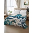 thumbnail image 2 of Coastal Octopus California King Size Flat Sheet, Wrinkleproof & Fadeproof Cooling Flat Bed Sheet Only, Vintage Beach Teal Coral Nautical Breathable Soft Bedding Top Sheets 108 x 98 Inches, 2 of 8