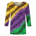 thumbnail image 5 of SOOMLON Mardi Gras Shirts for Women Carnival Tops Tuesday Party 3/4 Sleeve Shirts Funny Color Block Print Outfits Plus Size Crew Neck Tshirts New Orleans Festival Tees 2025 Multicolor XL, 5 of 5