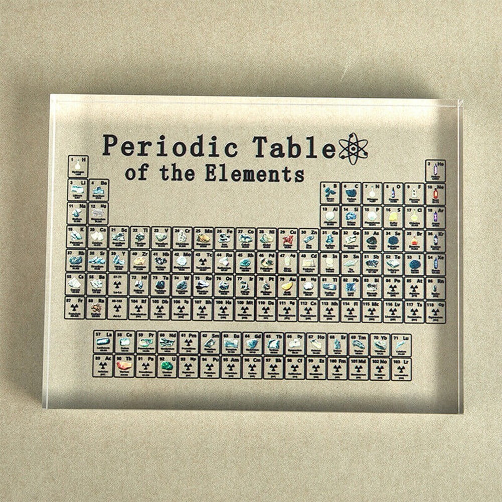 Acrylic Periodic Table Display With Real Elements Kids Teaching School Day Gifts 