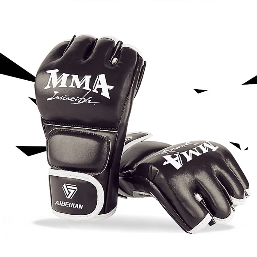 BLEEUS Half Finger Boxing Gloves Wearable Pu Breathable Sports Equipment Fitness Supplies (Black M)