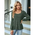 thumbnail image 6 of Womens Long Sleeve Ribbed Knit Tops Loose Fit Soft Plain Basic Square Neck Casual Knitwear Sweater Blouses  Green S, 6 of 8