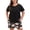 Floral Black 1, variant on MUKVIK Plus Size Pajamas for Women Set, 2 Piece Womens Plus Size Short Sleeve V Neck Top and Shorts Pajama Sets with Pockets(Floral Brown 1,3X)
