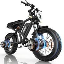 Dual Motor Electric Bike for Adults, 20" Fat Tires Ebike, Dirt Mountain Bike, 48V 15Ah E-bike for Men, UL2849, Black
