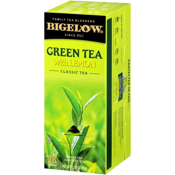 Bigelow Green Tea with Lemon Classic Tea Bags, Refreshing Citrus Flavor, 28 Count