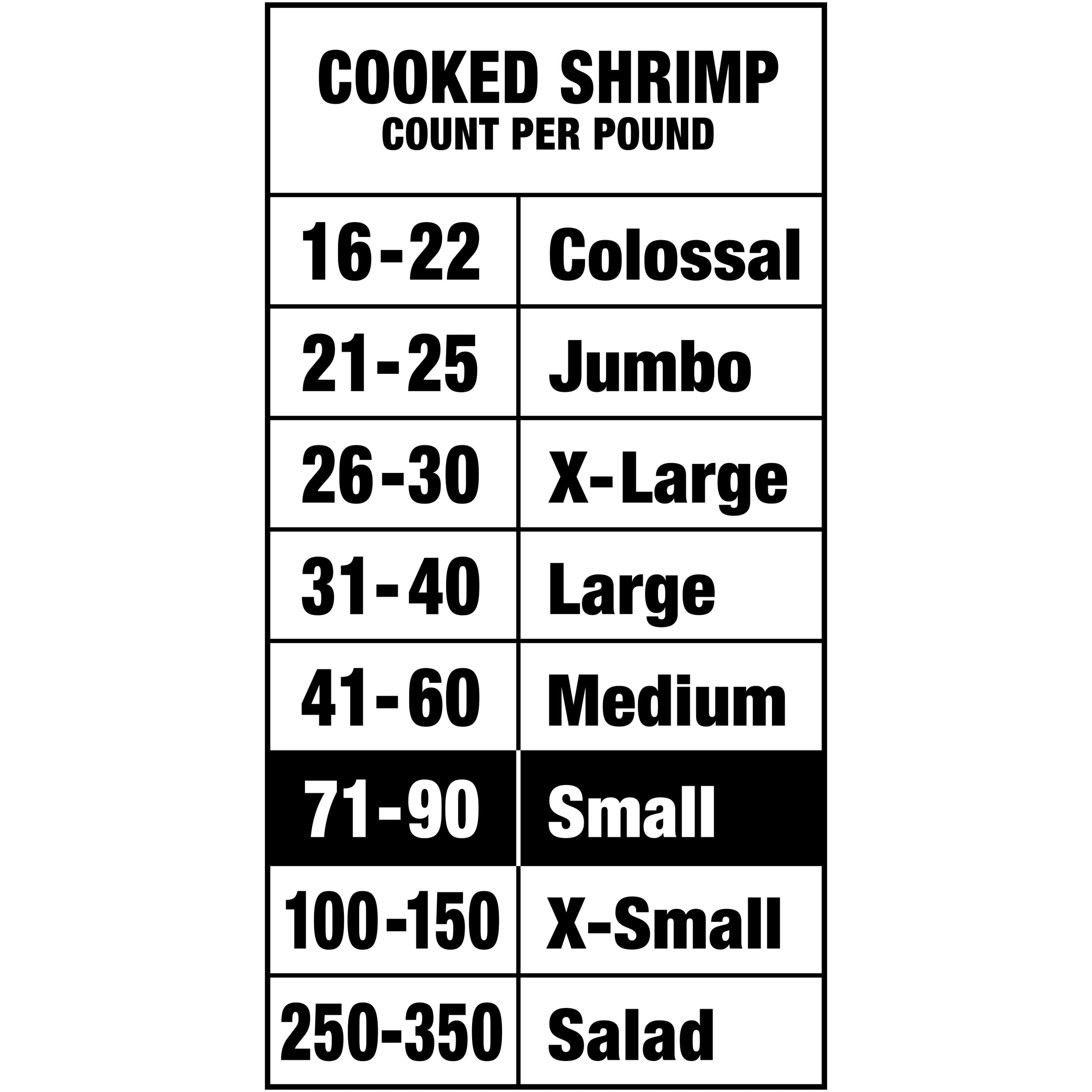Great Value Frozen Cooked Small Peeled & Deveined, Tail-off Shrimp, 12 oz Bag (71-90 Count per lb)