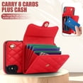 thumbnail image 3 of for iPhone X/XS Back Case, Luxury Ultra Slim Shockproof PU Leather Card Slots Kickstand Magnetic Snap Shoulder Strap & Wristlet RFID Blocking Phone Cover for iPhone X/XS, Red, 3 of 9
