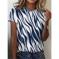 thumbnail image 3 of Camiseta holgada de manga corta para mujer, ropa informal con cuello redondo, Harajuku, con estampado de retales, Tops de calle 2022, 3 of 4