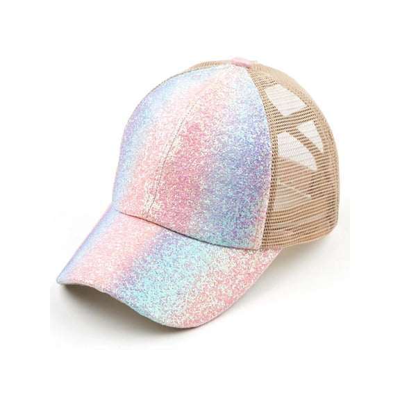 Top Headwear Ponytail Criss Cross Ponycap Baseball Trucker Hat - Unicorn