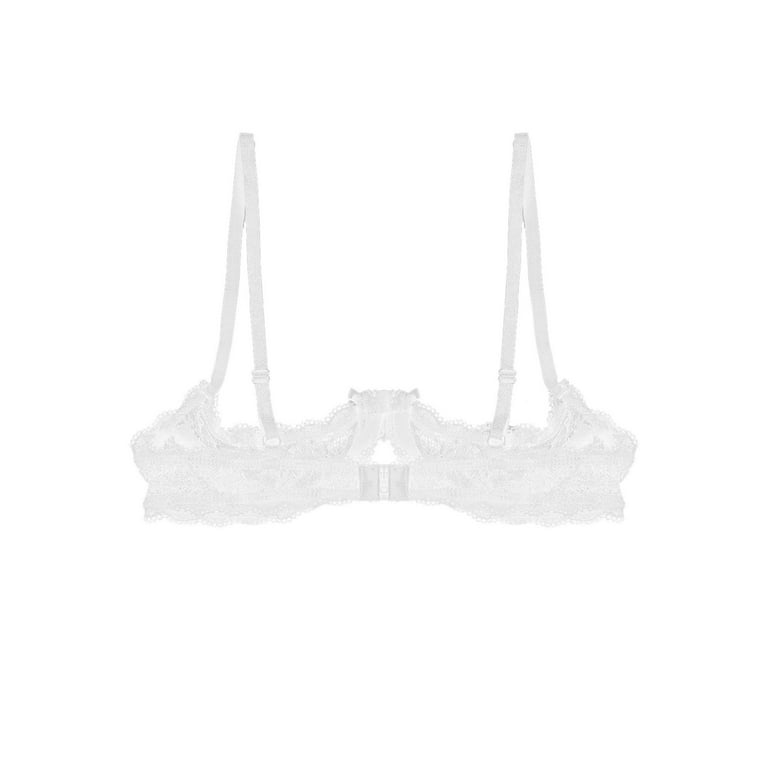 Aislor Women's Sheer Lace 1/4 Cup Underwired Shelf Bra Balconette