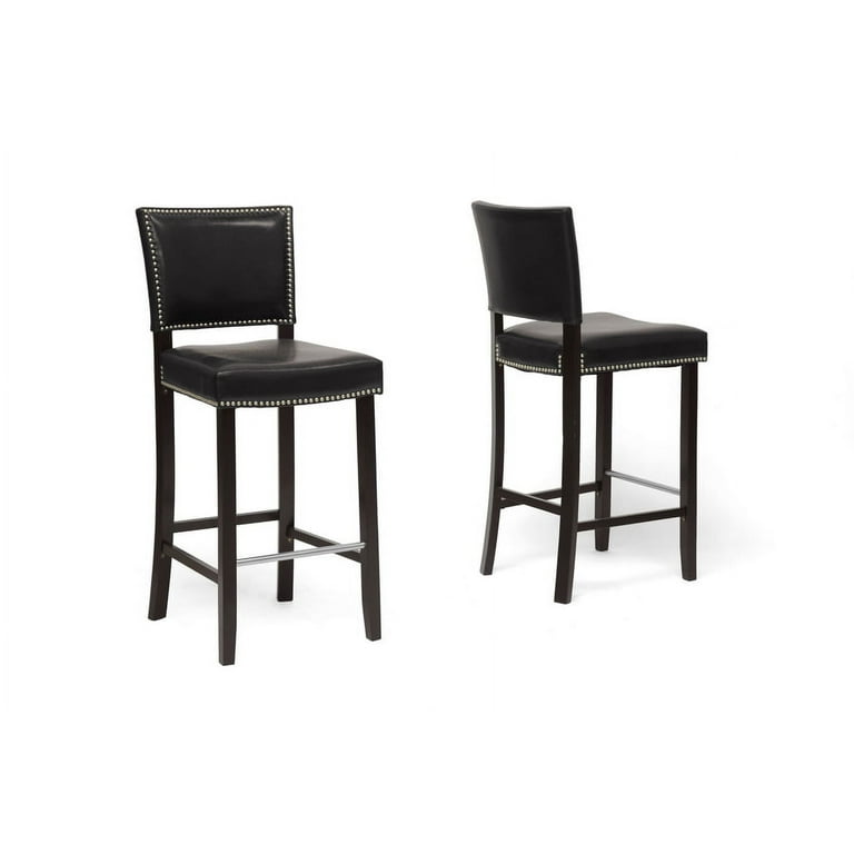 Baxton Studio Aries White Modern Bar Stool with Nail Head Trim - Set of 2 Baxton Studio Aries White Modern Bar Stool with Nail Head Trim - Set of 2