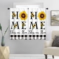 thumbnail image 4 of Farmhouse Sunflower Kitchen Curtain 27.5W X 39L Inch 2 Panels Yellow Flower Black White Floral Small Short Cafe Tier Window Treatment Drapes Buffalo Plaid Wood Checkered Bathroom Home Decor, 4 of 6
