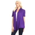 thumbnail image 2 of Women's Solid & Printed Short Sleeves Open Front Draped Cardigan, 2 of 6