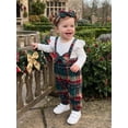 thumbnail image 5 of Cjfdfy Newborn Baby Girl Christmas Fall Clothes Set Christmas Plaid Striped Ruffle Long Sleeve Ribbed Jumpsuit Bow Headband Infant Cute Christmas Fall Winter Outfit 0-18 Months, 5 of 9