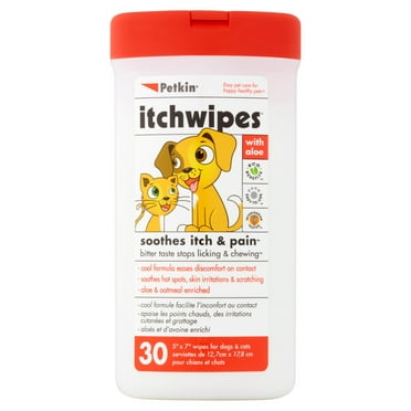 Petkin Itchwipes Pet Grooming Wipes.  Use on Cats, Dogs and More.