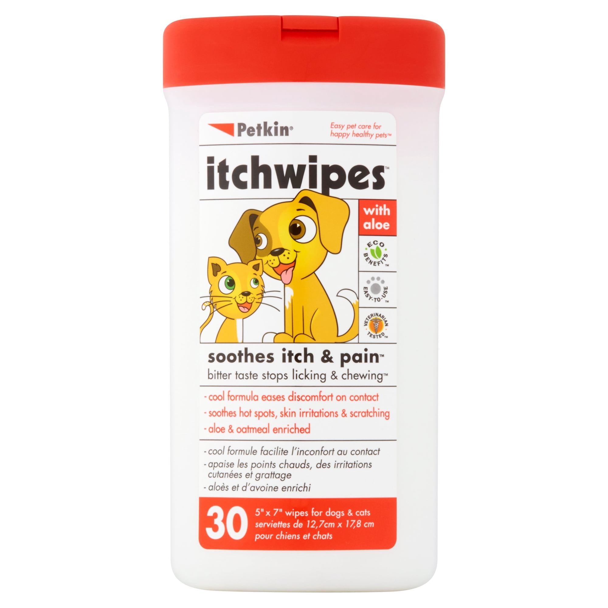 Petkin Itchwipes Pet Grooming Wipes for Cats, Dogs, and More
